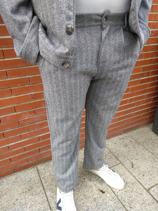 Pantalon gris chiné