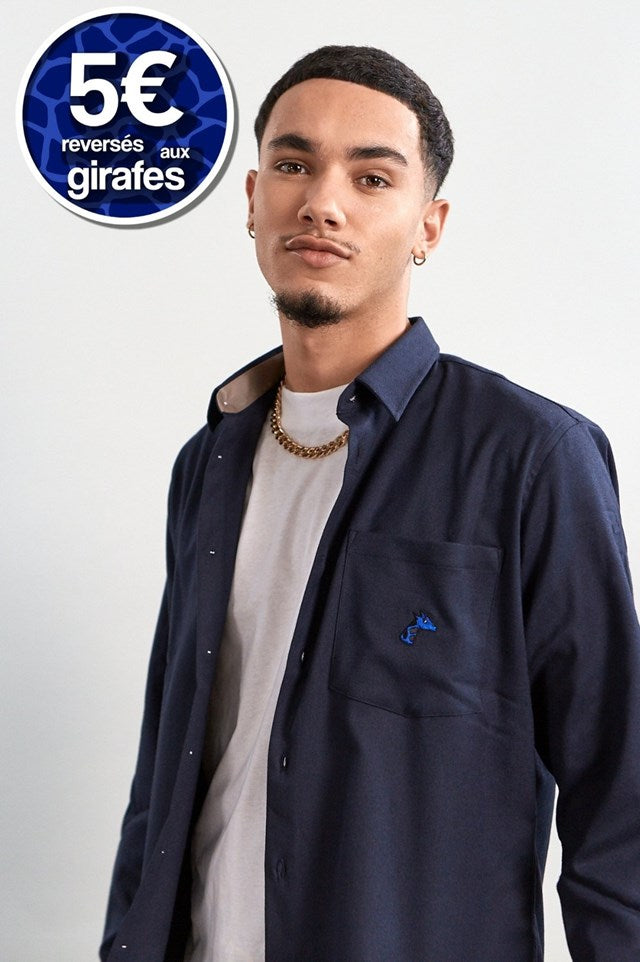 Chemise upcyclée Girafon bleu