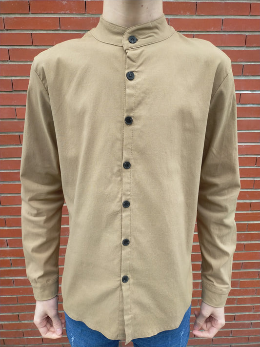 Chemise col mao Camel