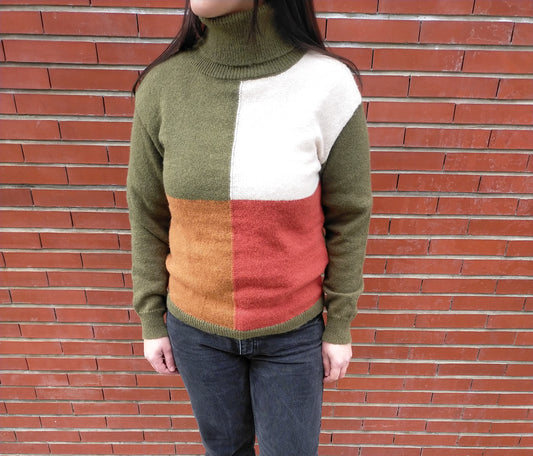 Pull col roulé color block Maud